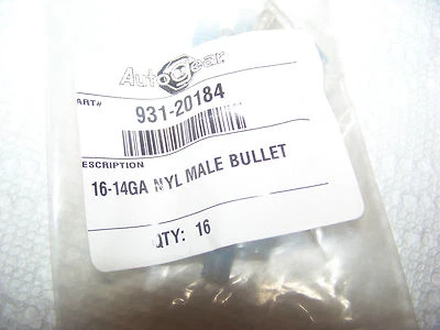 Autogear 931-20184 16-14GA NYL Male Bullet crimp on Connector, blue, 16 pcs - Image 1 of 2