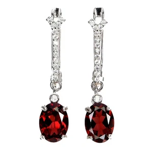 925 Sterling Silver Earrings Oval Rhodolite Garnet 8x6mm Gemstone Jewelry - Picture 1 of 13
