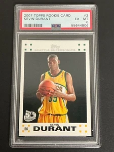 2007 Topps Rookie Card #2 Kevin Durant RC Seattle SuperSonics PSA 6 EX-MT 806 - Picture 1 of 3