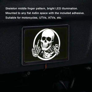 (black)Decorative Light Skeleton Pattern LED Flag Light 4x6in For Motorcycles - Picture 1 of 22