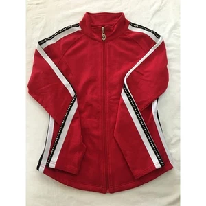VTG 90s Christine Alexander Striped Spa Track Zip Jacket Swarovski Crystals M - Picture 1 of 14