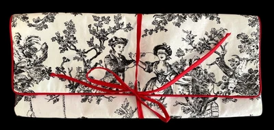 Bolsa de viagem vintage de lingerie ou armazenamento de joias I. Magnin toile com cetim vermelho - Imagem 1 de 4