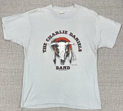 复古 Charlie Daniels 中号灰色 1988 年巡回赛屏幕明星 T 恤 — 第 1/4 张图片