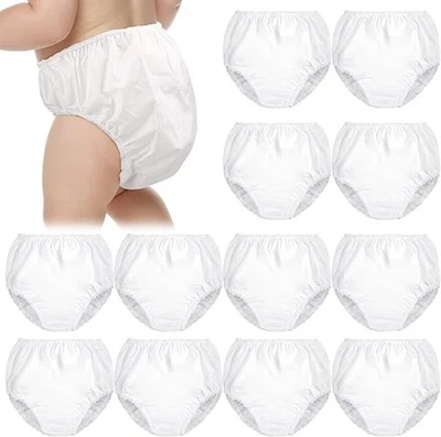 12 Packs Waterproof Plastic Pants Reusable Diaper Covers Potty Training 2T+ Size - Image 1 of 4