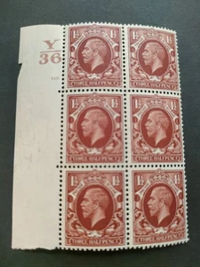GB KGV 1934-36 1.5d Red-brown. SG441. Control Y36 Cyl. 139 no dot. Mint blk of 6 - Picture 1 of 2
