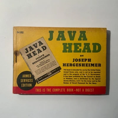 Java Head by Joseph Hergesheimer 1943 Armed Services Edition D-102 Very Good++ Foto 1 de 3