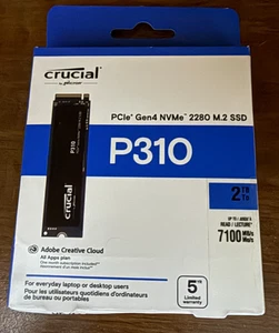 Crucial P310 2TB M.2 2280 SSD NVMe Internal Solid State Drive CT2000P310SSD8 - Picture 1 of 2