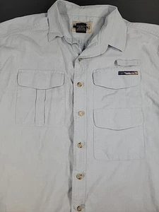 Vintage ExOfficio Adventure Mens Shirt XXL Blue Fish Performance Denim Fly Fish - Picture 1 of 9