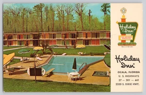 Postal de lino Holiday Inn Motel escena de piscina Ocala FL autopista de EE. UU. 27 301 441 - Imagen 1 de 3