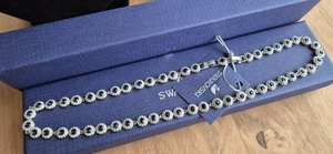 Swarovski Una Angelic Necklace Blue Round Cut Rhodium Plated 40.5–42cm Box Bag - Picture 1 of 11