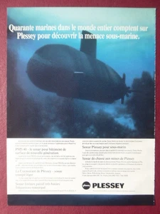1984 PUB PLESSEY ELECTRONIC SYSTEM MARINE ROYAL NAVY SONAR SUBMARINE FRENCH AD - Picture 1 of 1