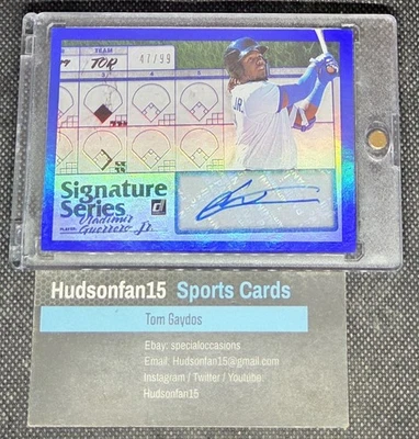 Vladimir Guerrero Jr. 2019 Panini Donruss Signature Series autógrafo azul 47/99 Foto 1 de 2