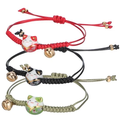  3 Pcs Armreif Japanische Maneki-neko Beziehungsarmbänder Armbandeil - Bild 1 von 4