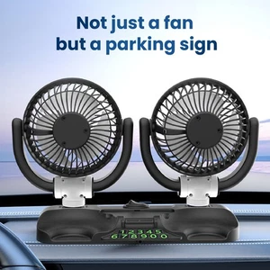 Foldable Dual Head Fan Cooling 2 Speeds DC5V USB Vehicle Fan For Car Dashboard - Picture 1 of 24