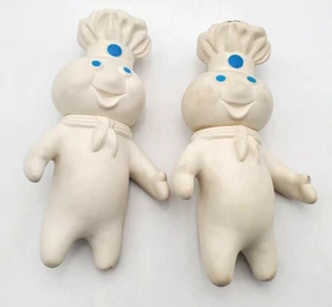 Vintage Pillsbury Doughboy 7" bambola gomma morbida figurina 1971 lotto di 2 - Foto 1 di 18