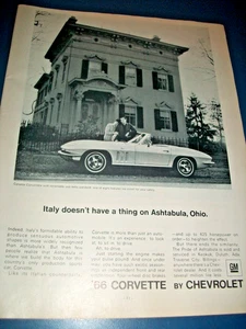 1966 Chevy CORVETTE mid-size-mag car ad- Italy has nothing on Ashtabula Ohio - Picture 1 of 1