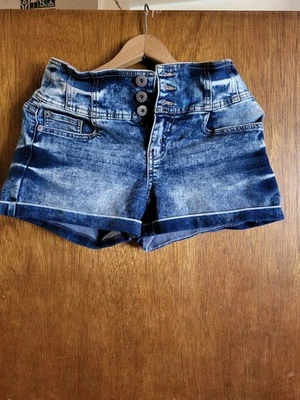 No Boundaries Women Juniors Jeans Shorts 6 Blue Denim Button Fly Pockets Cotton — 第 1/4 张图片