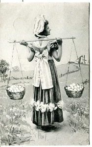 Belgium Easter Motive Woman Street Egg Vendor 1904 Gand Ghent mailed postcard - Picture 1 of 3