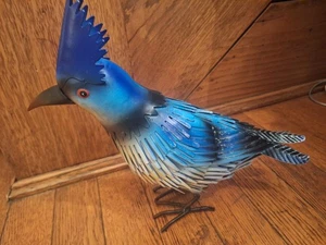 Blauer Eichelhäher/Vogel Metall Skulptur Hof Garten Deko - Bild 1 von 8