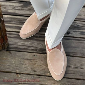 Mocasín sin cordones verde oscuro estilo italiano vestido formal cuero real hombres zapatos planos - Imagen 1 de 27