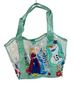 Disney Store Anna and Elsa Clear Swim Bag With Mini Olaf Bag Summer Floral - Picture 1 of 12
