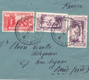 France FRENCH POLYNESIA Cover NEW ZEALAND *PAQUEBOT* Auckland 1937 Paris MA367 - Picture 1 of 16