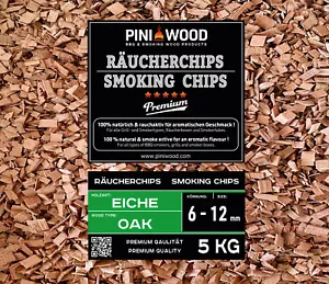 PINI 5 Kg Räucherchips Eiche 6-12 mm Smoking Chips Räucherspäne 18 Liter - Bild 1 von 4