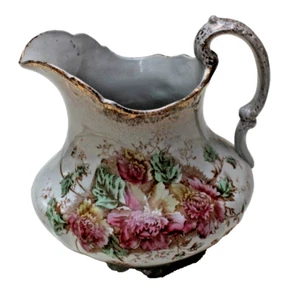 LANZADOR VICTORIANO DE COLECCIÓN W.M. BASE DE VIEIRA FLORAL SEMI PORCELANA BORDE DORADO - Imagen 1 de 7