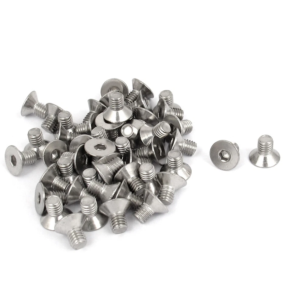 50Pcs M5X8mm Acier Inox304 Capuchon Fraisé Prise Boulon vis hexagonale tête DIN - Photo 1/1