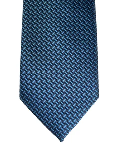 Woven check tie Blue and black polyester NEW - Picture 1 of 2