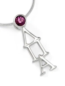 Lambda Pi Alpha Sorority Lavaliere Necklace with Purple Crystal | Sorority Gifts - Picture 1 of 2