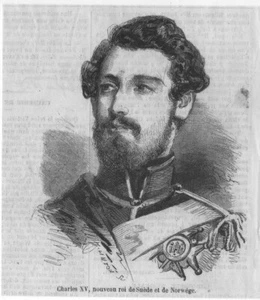 Antiker Druck Karl XV König Schweden Norwegen Holzschnitt 1859 - Bild 1 von 1