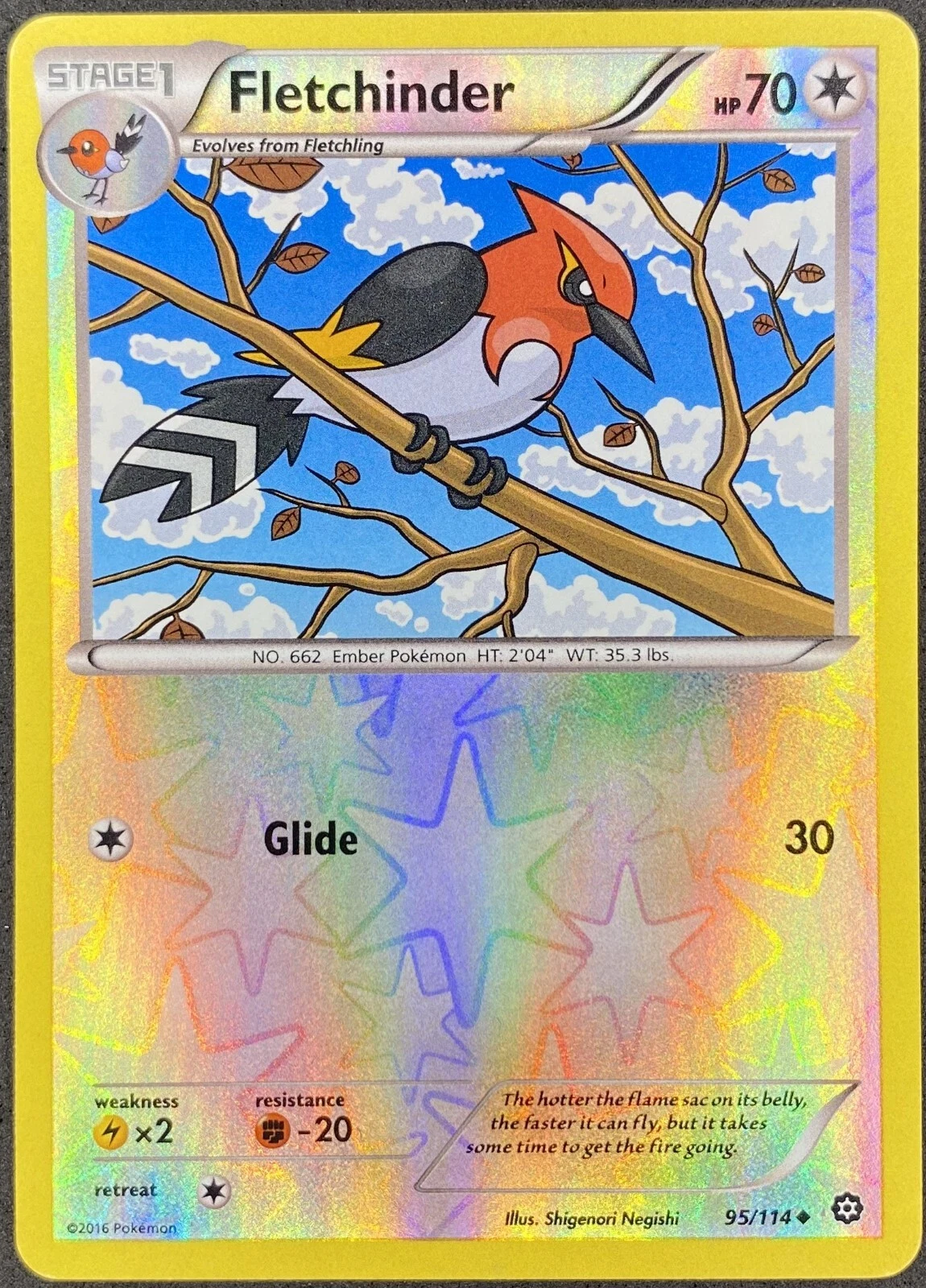 Pokémon Fletchinder Reverse Holo 95/114 STS Steam Siege LP/NM