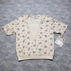 Vintage Catalina Collection Top Womens Large Yellow Floral Short Sleeve USA - Picture 1 of 12