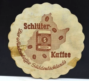 Vintage EXTREM SELTENER "Papier" Untersetzer, Schluter Kaffee 50er Jahre - WAHRSCHEINLICH NUR EINER - Bild 1 von 3