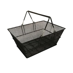 2 Handle Luxury Wire Shopping Basket Retail Supermarket Hand Carry Mesh Black - Picture 1 of 3