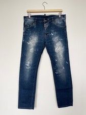 Dsquared2 Men's Blue Stretch Jeans with Splattered Paint Design size 48IT (M)
