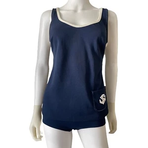 Vintage 50s 60s Nautical Sailor Swimsuit 2-Piece Bathing Suit, Anchor 36” USA - Picture 1 of 12