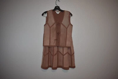 Vintage Modern Junior 1970's Leather/Suede and Crochet Vest and skirt set Size - Image 1 of 4