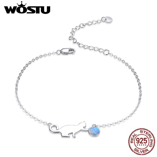 VALENTINO Bracciale Wostu Argento Sterling 925 Opale Semplice Catena Donna Matrimonio 24CM