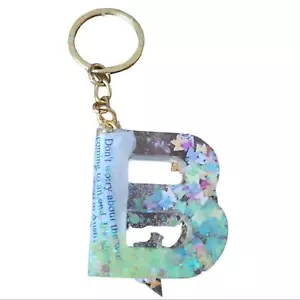 Fortune B Resin Alphabet Letter Keychain Sparkly Glitter Key Chain Bag Charm - Picture 1 of 2