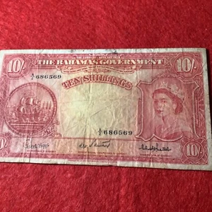 bahamas p14c 1953 10 shillings fine 002819 35b - Picture 1 of 4