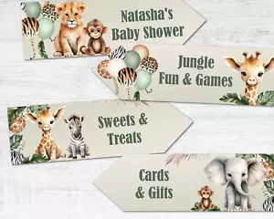 Letreros de flecha personalizados para fiesta de animales de safari en la selva - Baby Shower, cumpleaños, etc. - Imagen 1 de 2