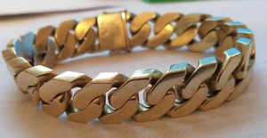 Gold Men's Bracelet Solid Yellow mark 750 Cuban Link Heavy 157+ gram Large 8.25" - Picture 1 of 17
