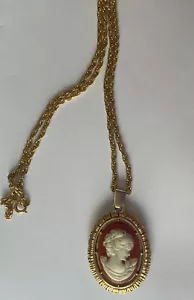 Vintage Necklace With Cameo Pendant 24” - Picture 1 of 2