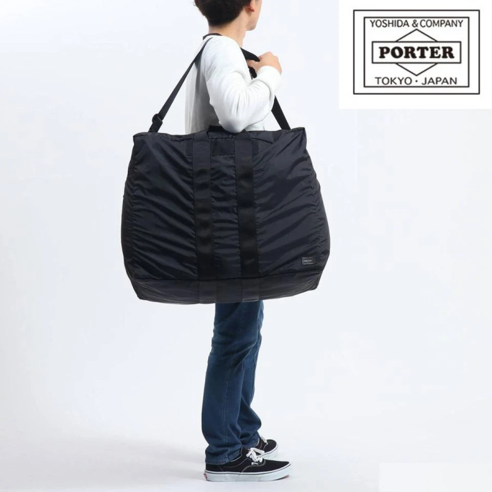 Bolsa de viagem Yoshida Porter Flex 2 vias preta grande 856-07419 fabricada no Japão -Nova em folha - Imagem 1 de 4