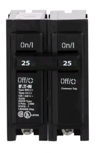  Eaton BR225 2 Pole 25 Amp Circuit Breaker HACR Type  - Picture 1 of 1