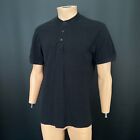 Zara Shirt XL Mens Black Henley Short Sleeve Cotton Crew Neck Solid Plain