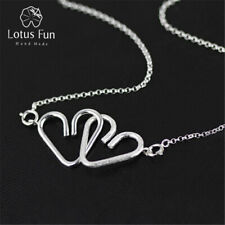 Solid 925 Sterling Silver Romantic Love Heart Necklace for Women Fine Jewelry