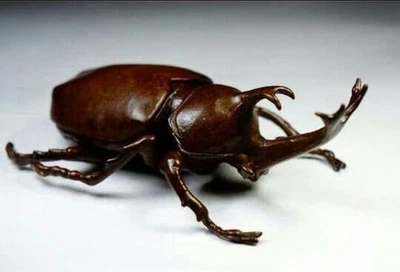 Antiguo Okimono/Estatua Japonés Meiji Bronce Cobre Artesanal, Beatle -F/S Foto 1 de 4